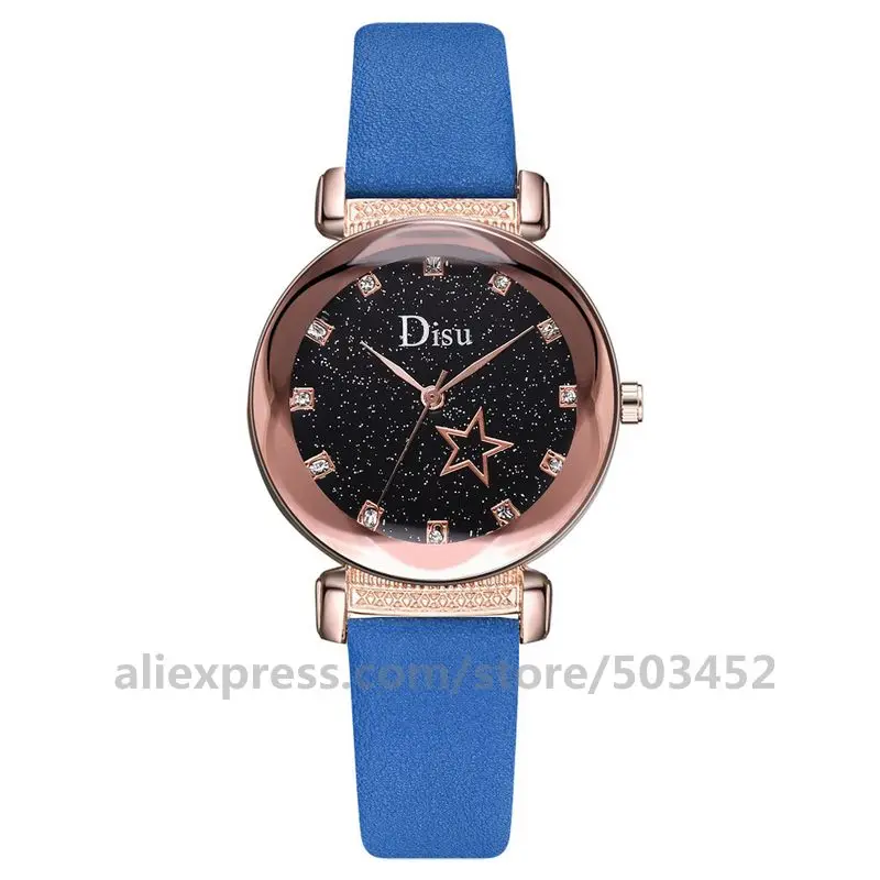 dark blue 100 шт./лот,, кожаный Простой ремень, для женщин, звездное небо,, модные, Relojes Para Mujer - Цвет: dark blue