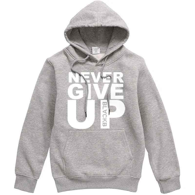 Мужская толстовка с надписью NEVER GIVE UP стиль Индивидуальный костюм Мужская теплая Толстовка Повседневная Уличная одежда костюм хипстера для мужчин - Цвет: gray 5