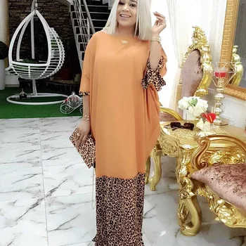 

African Dresses for Women Dashiki Print African Clothing Bazin Riche Leopard Africa Dress Robe Africaine Vetement Femme 2020
