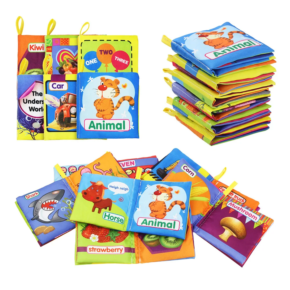 6Pcs Baby Cloth Book Intelligence Develop Soft Learning Cognize Reading Books Early Educational Toys Quiet Readings 0-12 Months