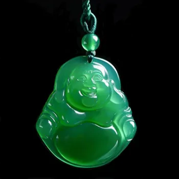 

Natural ice-green chalcedony Avalokitesvara pendant green Bodhisattva Maitreya men and women jewelry necklace pendant
