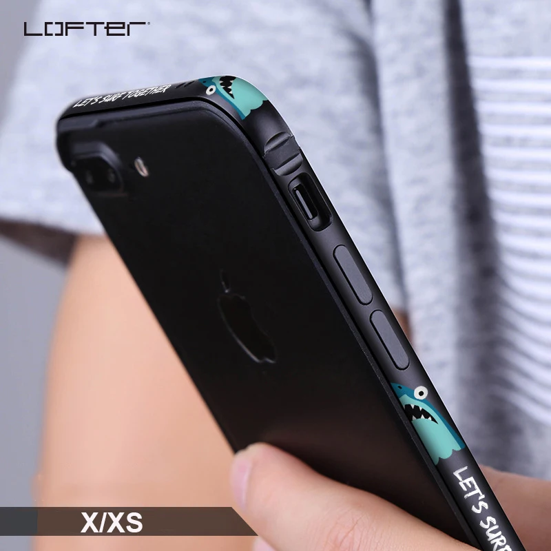 

Bumper Case for iPhone X Cartoon Coque Shockproof Aluminum Frame Cover for iPhone XS Protective Silicone Border Capinhas
