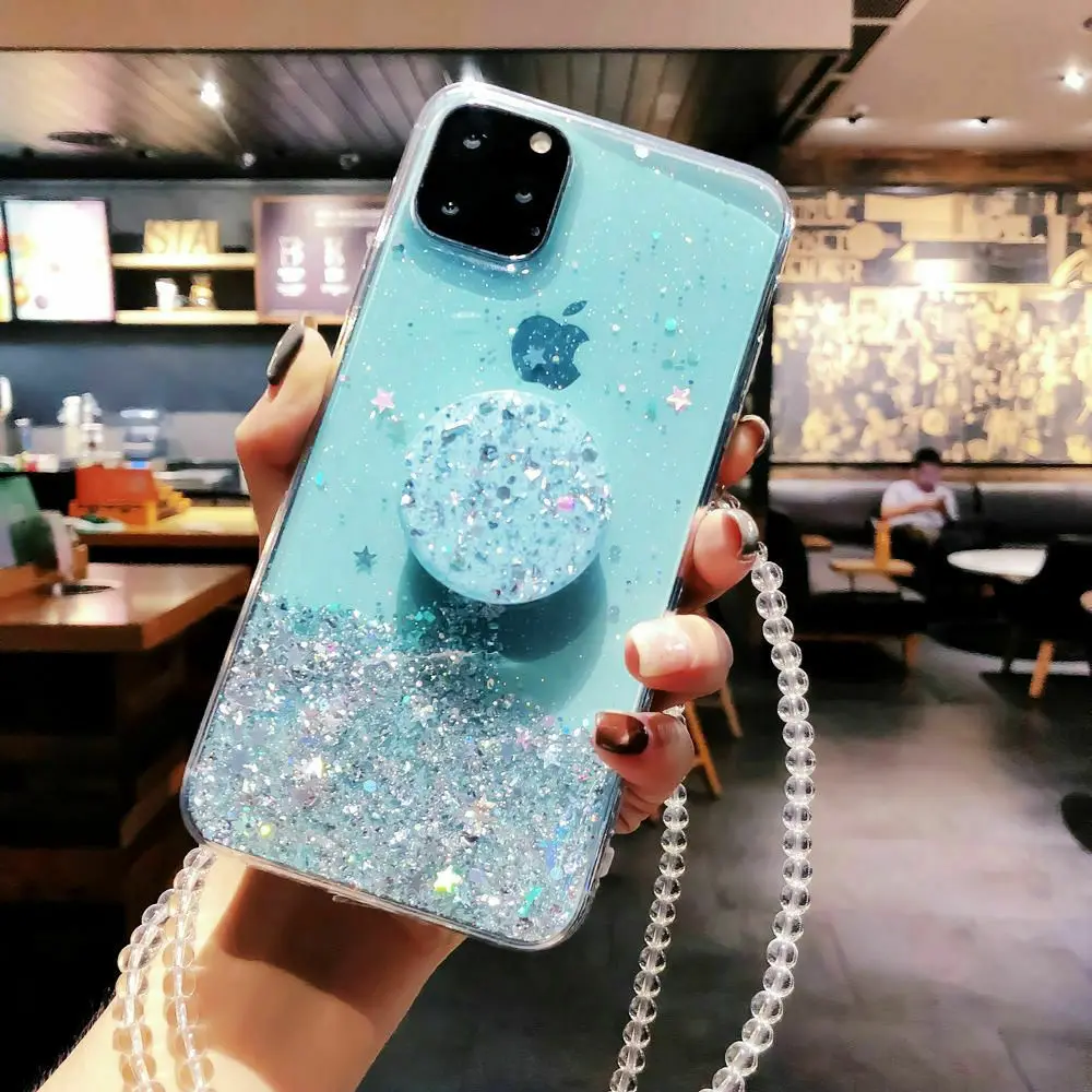 Чехол сверкающий с блестками для samsung Galaxy S10 плюс S10 A50 A10 A20 A30 A40 A70 Примечание 10 9 8 S9 плюс Чехол с Чехол-подставка для телефона