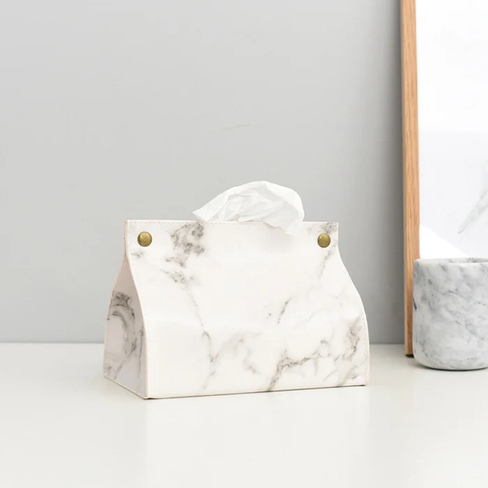 Коробка для салфеток с мраморным узором из искусственной кожи домашний
