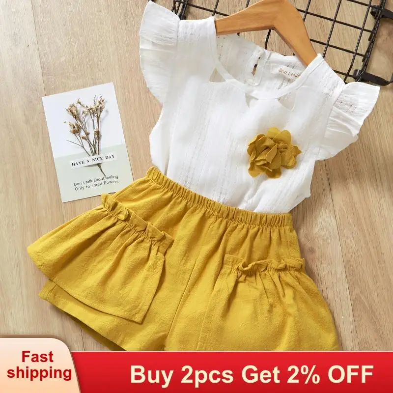 Комплекты одежды для девочек 2018 фирменные костюмы летняя футболка без рукавов с