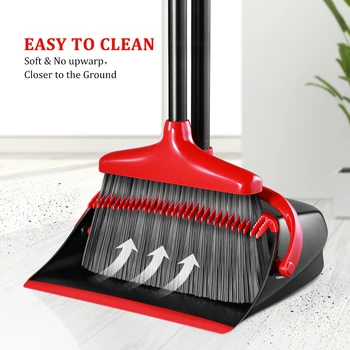 

Broom and Dustpan Set High-toughness Extendable Broom Combo Cleaning Supply Sweep Kit for Home Office Dark Grey and Red