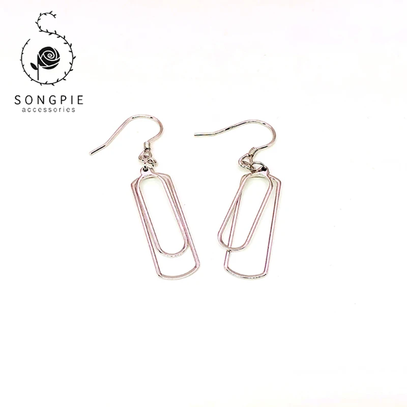 

925 Sterling Silver Earrings Paper Clip Earrings Classic Fashion Earrings Women's Holiday Gift Jewelry