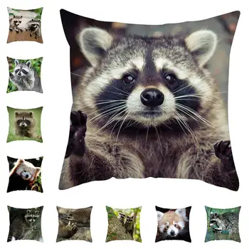 

Cute Small Raccoon Pattern Plush Square Sofa Cushion Cover Hug Pillow Case 45x45 Cm Stylish Home Decorative