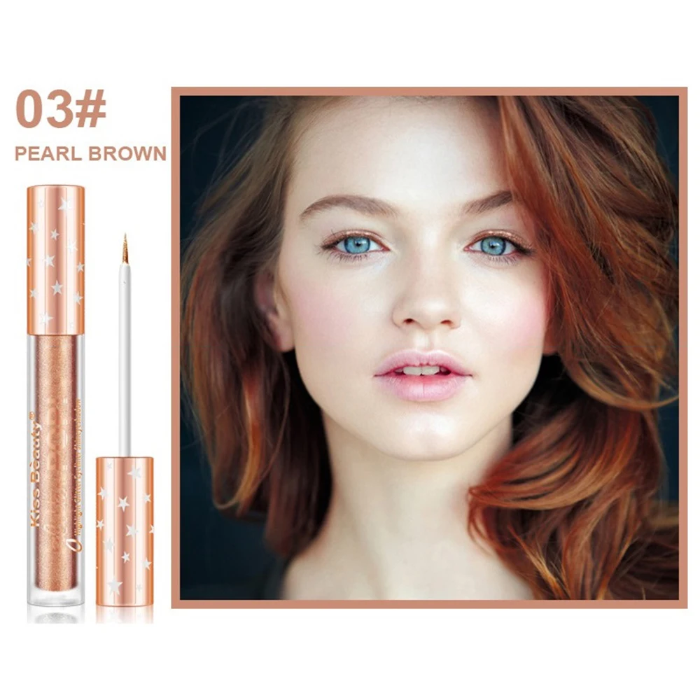 Kiss beauty 6 долговечные цвета Блестящий подводка для глаз Водонепроницаемая Косметика для макияжа лица блестящая жидкая подводка для глаз Цветная подводка для глаз TSLM1