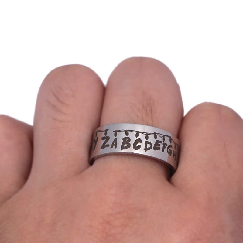 K386 ТВ странные вещи кольца для мужчин из нержавеющей стали кольцо черное серебро мужской палец кольца ювелирные аксессуары Подарки для мужчин