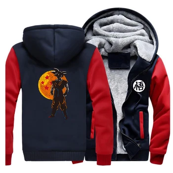

Warm Thick Fleece Men Winter Jacket Dragon Ball Coat Japan Anime Coats Hoodies Harajuku Jackets Sweatshirt Streetwear
