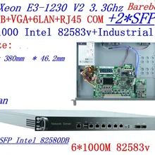 Расширенный сетевой маршрутизатор 1U брандмауэр с 2 * SFP 6*82583v Gigabit