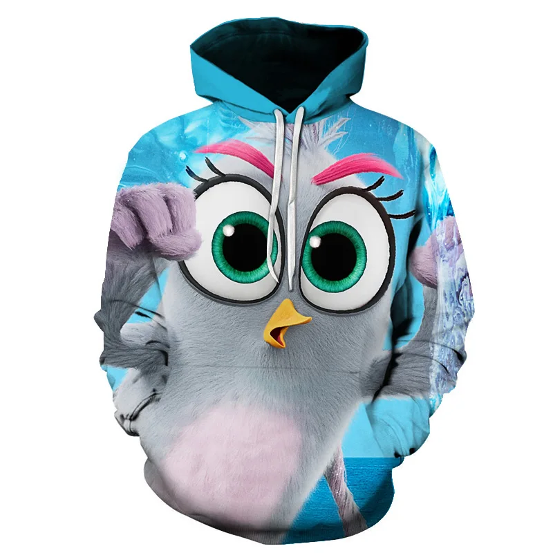 3D Printed The Angry Birds Movie 2Hooded Sweatshirts Hot Sale RED KIDS Casual Hoodies Full- sleeved Girls Casual Outwear Hoodies