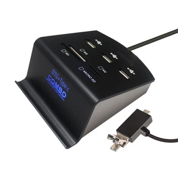 

BASIC Type C/Micro- USB OTG HUB Adapter Multi Usb with 3X USB2.0,SD/Micro- SD/M2/MS Card Reader USB Splitter for Mac book Pro La