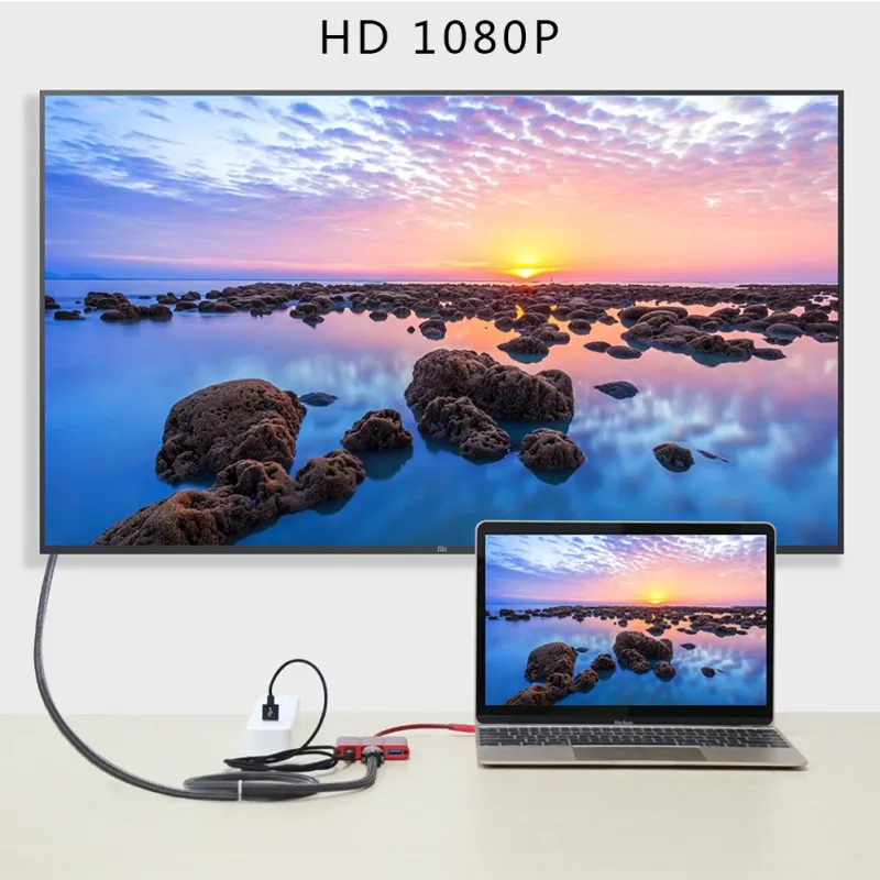 USB 3,0 type C к HDMI многопортовый конвертер с USB 3,0 портом и USB C зарядным портом
