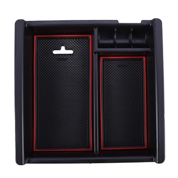 

Center Console Storage Box for Toyota Tacoma 2016 2017 2018 2019 2020 Armrest Box Black with Red Line