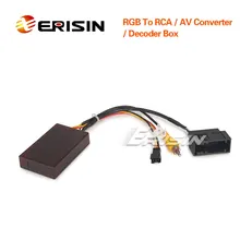 Erisin es077 rgb para rca/av conversor decodificador caixa adaptador para vw oem original câmera reversa câmera de visão traseira cam 26pin