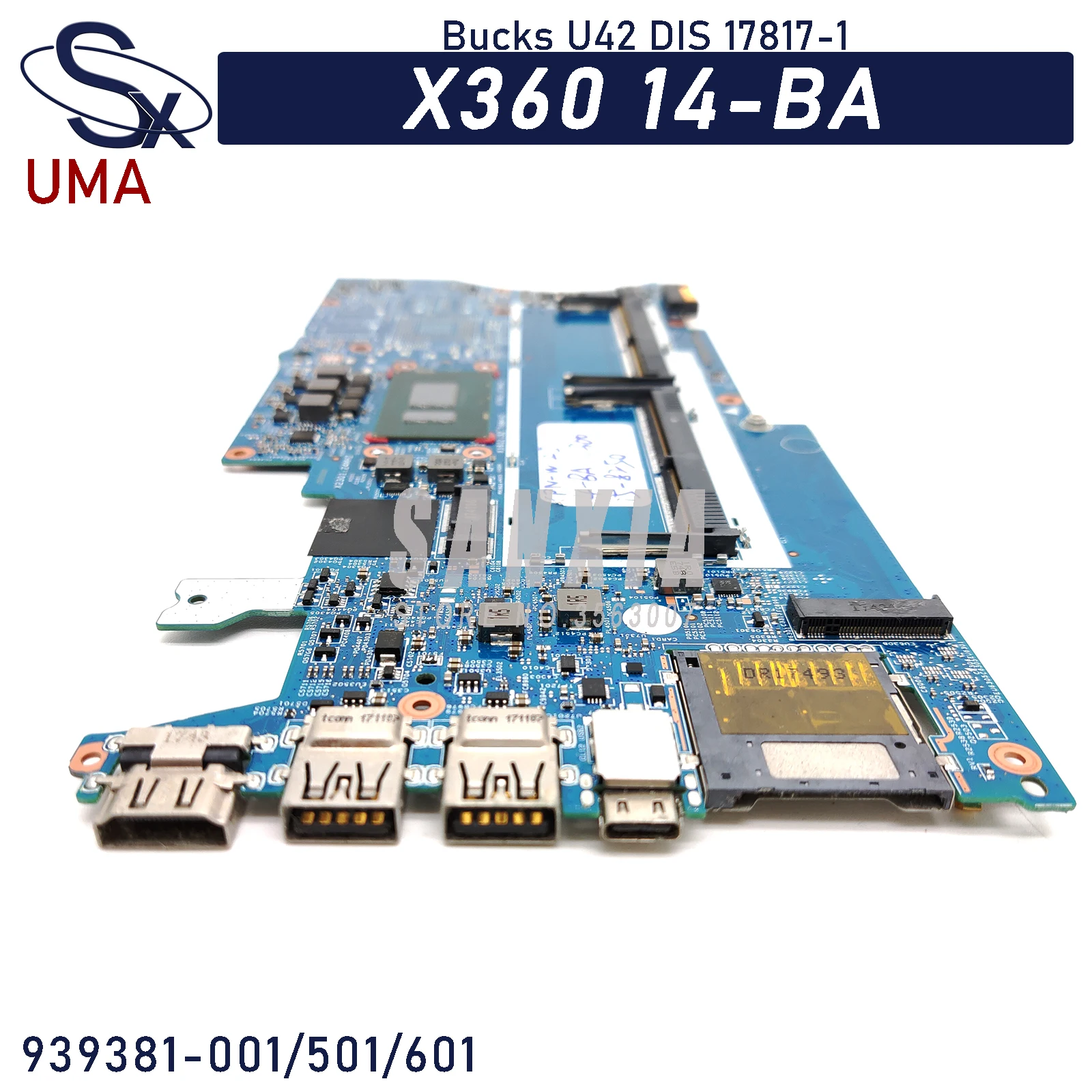 KEFU Bucks U42 DIS 17817-1 Laptop motherboard for HP X360 14-BA original mainboard I7-8550U UMA 939381-601 939381-001
