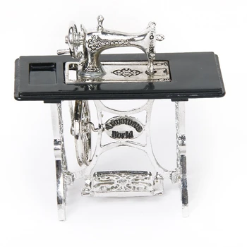 

Dollhouse Miniature Sewing Machine Alloy Silver