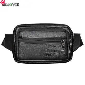 

Fashion Men Shoulder Crossbody Bag Reasonable Layout Powerful Space Cowhide Leather Zipper Outdoor Waist Purse