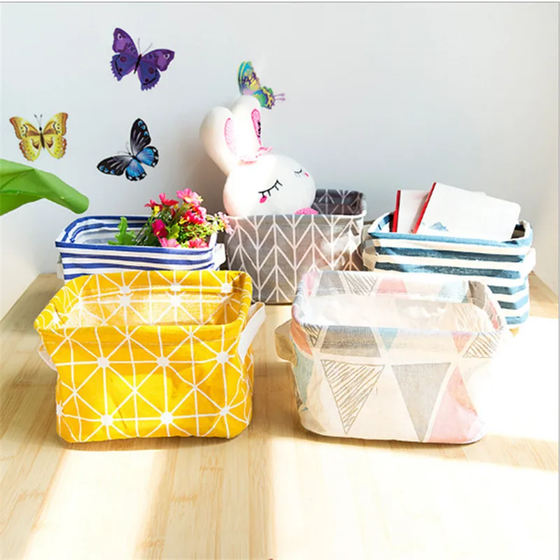 

Korean-style Storage Canvas Desktop Storage Basket Organizing Compartmental Cosmetic Debris Storage Bag