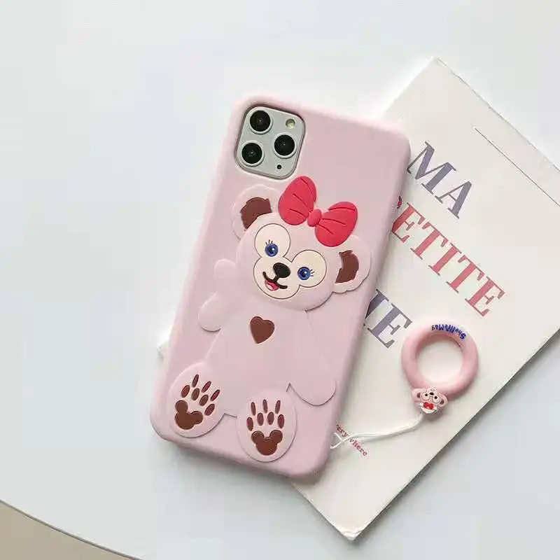 Милый розовый фиолетовый Duffy Bear балетный чехол для телефона с кроликом для iphone 11 Pro Max 6s 7 8 plus милый силиконовый чехол с кольцом из мультфильма