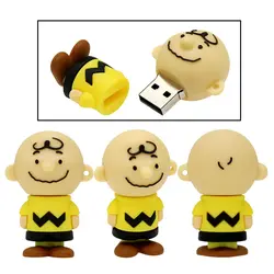 Usb флеш-накопитель с мультипликационным принтом "Charlie коричневый", Usb флеш-накопитель 128 ГБ, Usb флешка для милого мальчика, 64 ГБ, 32 ГБ, 16 ГБ, 8 ГБ, 4