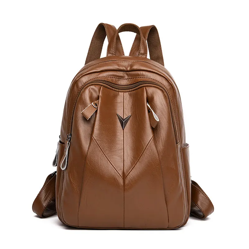 LANYIBAIGE Sac A Dos женский кожаный рюкзак Многофункциональный рюкзак школьные сумки на плечо для девочек-подростков Mochila Feminina - Цвет: Brown