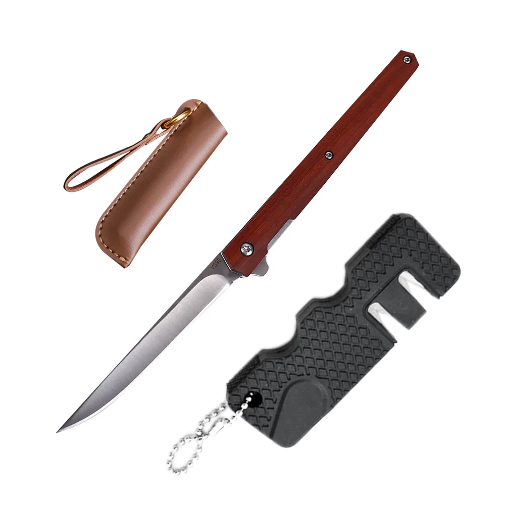 Flipper M390 Folding Knife Blade Mini Folding Pocket Knife Wood Handle Rescue Outdoor Camping Knives Hunting Knife Survival