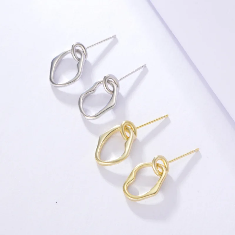 

Accessories 925 sterling silver personality contracted vintage earrings circle long eardrop irregular geometric fine jewelry new