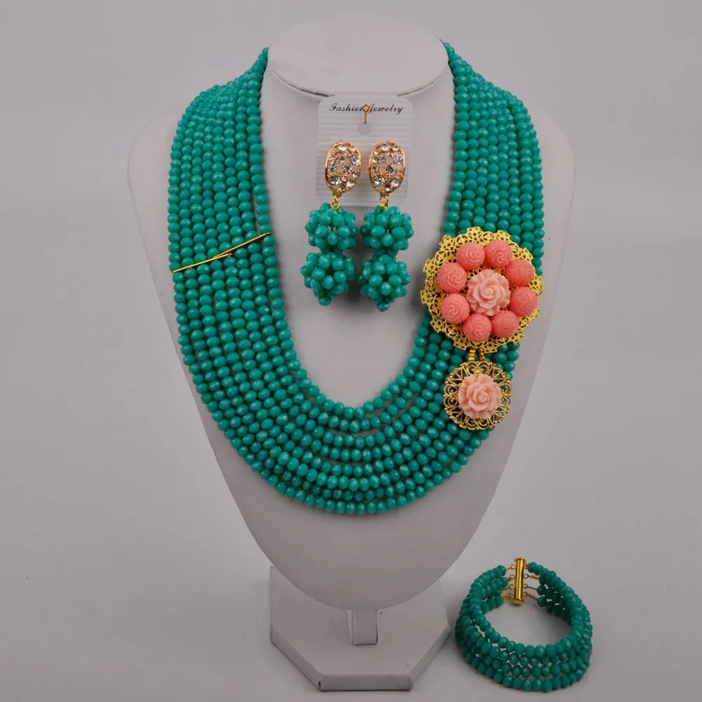 

Fashion Costume Necklace African Set Bridal Set Nigerian Beads Jewelry Sets