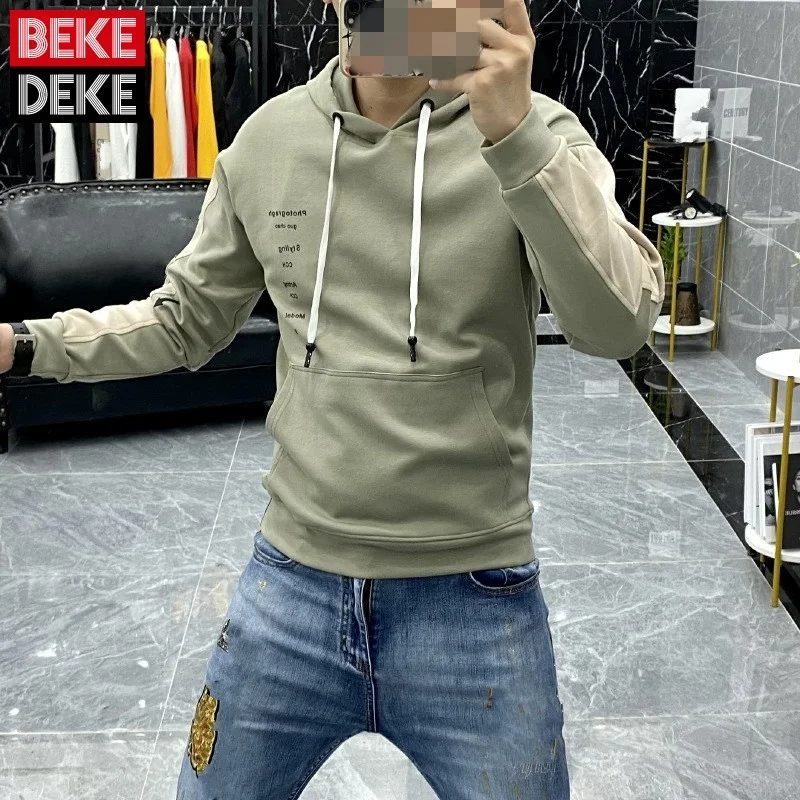 

Мужская короткая приталенная куртка с капюшоном, Повседневный пуловер с длинным рукавом и надписью, верхняя одежда для осени, 2022