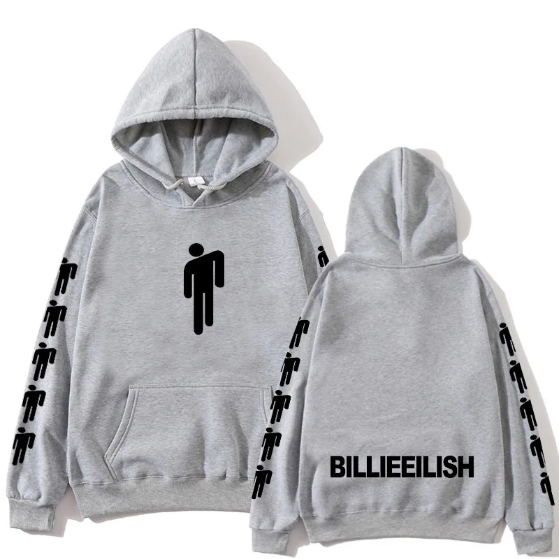 gray 1 Новинка,, худи Billie Eilish с длинным рукавом, одноцветные толстовки с капюшоном,,, повседневные трендовые уличные толстовки - Цвет: gray 1