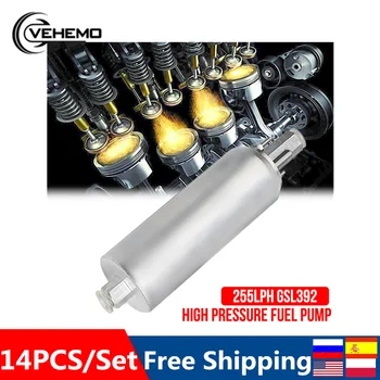 

14PCS/Set High Pressure Fuel Pump Automotive Universal High Flow And High Pressure External inline 255LPH Fuel Pump GSL392 Kit