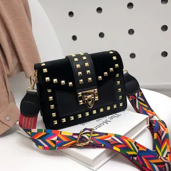 

2020 New Fashion Leather Crossbody Bags For Women Luxury Chains Rivet Designer Shoulder Bag Small Square Bag Classic Bolso Mujer