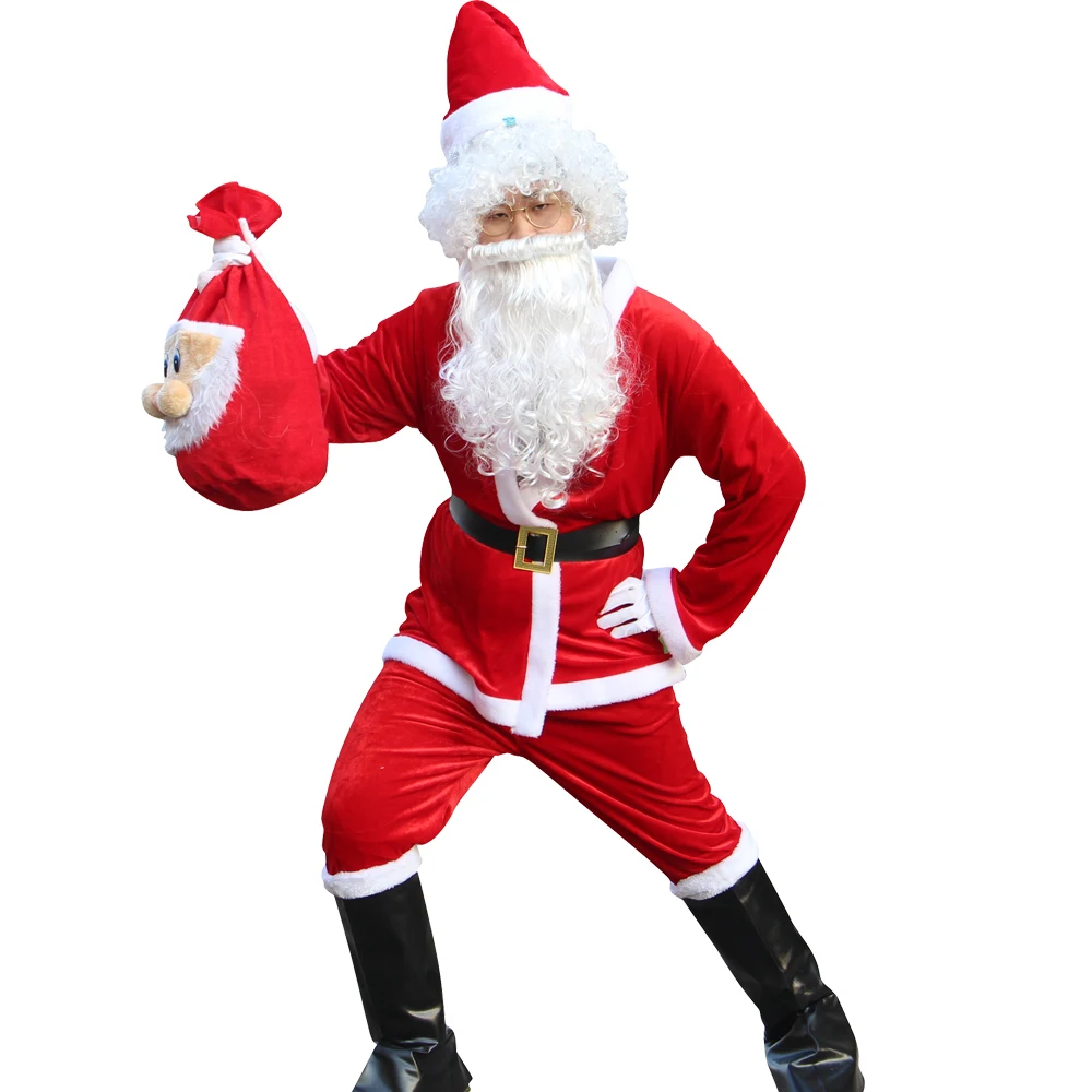 Santa Beard & Wig Set Adult Santa Claus Costume Christmas Fancy Dress Xmas NEW 