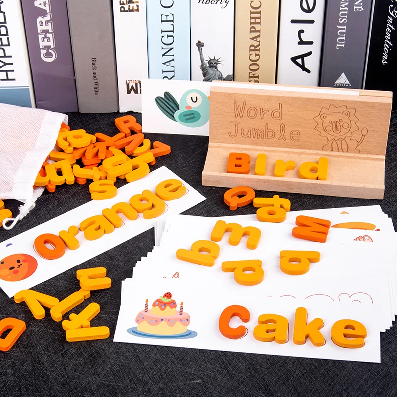 

Wooden Cognitive Puzzle Cards Cardboard New Baby Educational Toys Learning English Wooden Baby Montessori Materials Math Toys