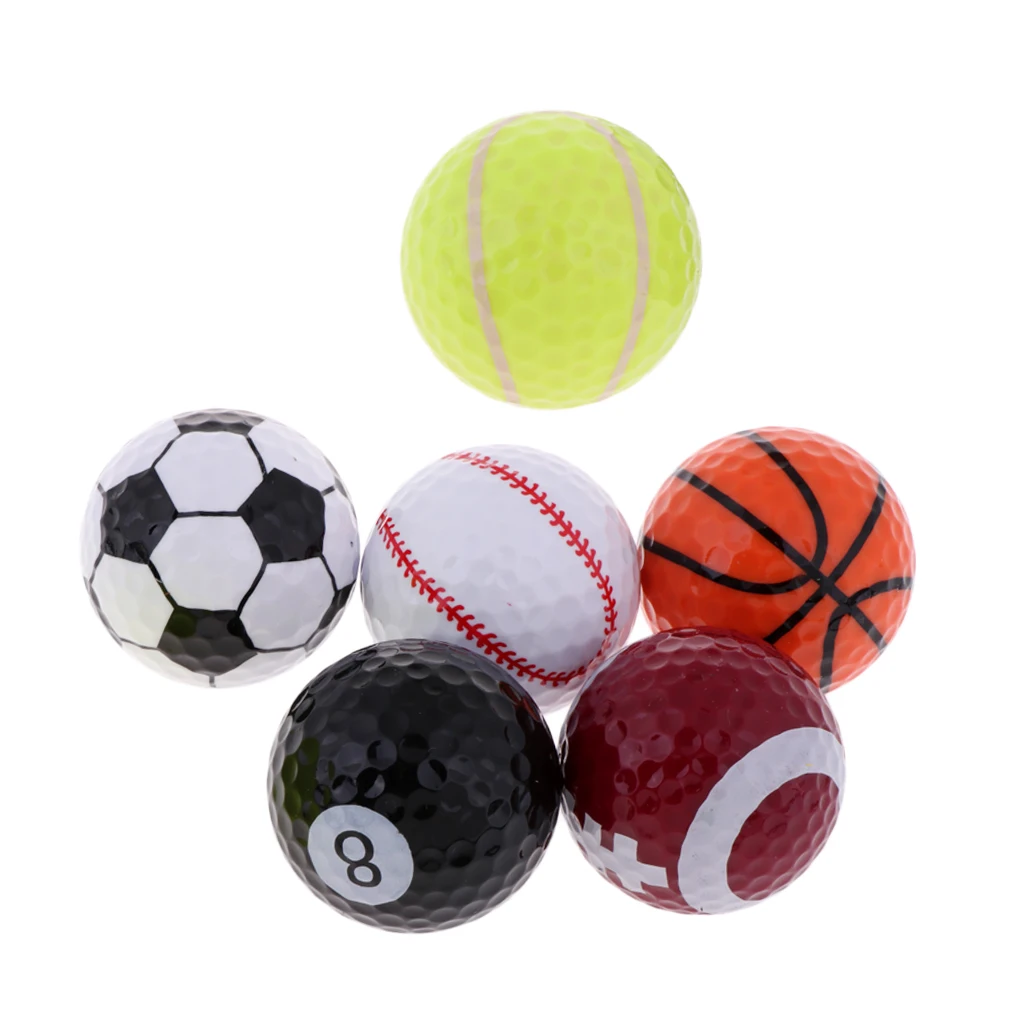 Set of 6 Sports Novelty Golf Balls Tour Novelty Gift Fun Sports Golf Balls
