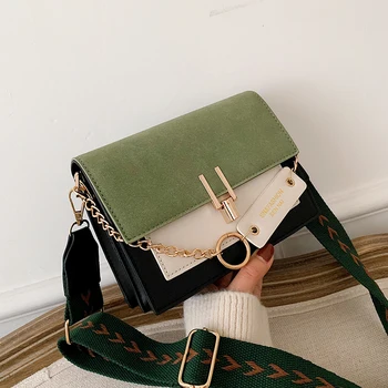 

Contrast Color Scrub Leather Contrast Color Crossbody Bags For Women 2019 Chain Messenger Shoulder Bag Ladies Purses and Handbag