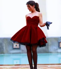 

Lovely Sweetheart Burgundy Short Prom Party Dress 2021 Elegant Evening Gowns For Homecoming Robe De Soiree Vestidos