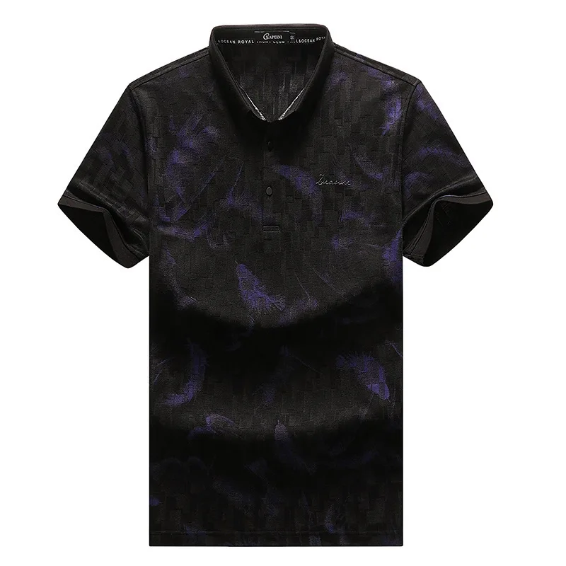 

Big Size Short Sleeve T Shirt Business Leisure Plus Fat plus Fat Man Fat Lapel Loose Backing Shirt