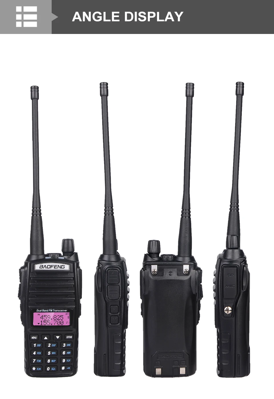 3 шт. Baofeng UV82 Dual Band иди и болтай Walkie Talkie “иди и UV-82 Любительское радио, Си-Би радиосвязь 8 Вт переговорные 136-174/400-520 МГц ради