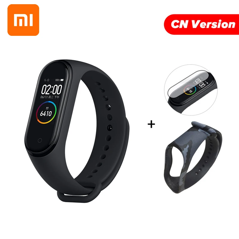 CN Camou Grey N Film Xiaomi mi Band 4 глобальная версия цветной экран Смарт-Браслет фитнес-трекер mi Band 4 браслет Bluetooth водонепроницаемый для IOS/Android - Цвет: CN Camou Grey N Film