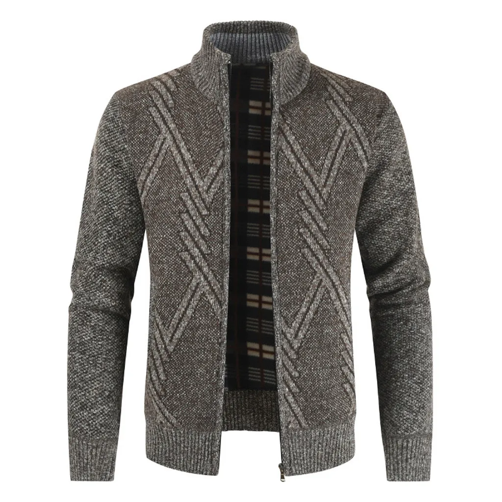 Feitong, зимний свитер, пальто для мужчин, повседневный Модный Кардиган со стоячим воротником, мужской свитер, серая куртка, homme