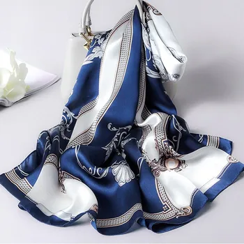 

Fashion Spring and summer female beach Headband muffler Women Flower luxury Silk scarf Superior quality scarves lady print Shawl
