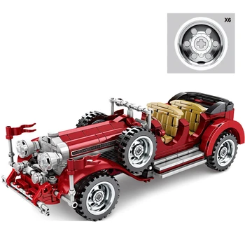 

SEMBO block Vintage Car Mustanged Building Blocks Compatible with Technic pull back Function classic car Sets Bricks Kids Toys