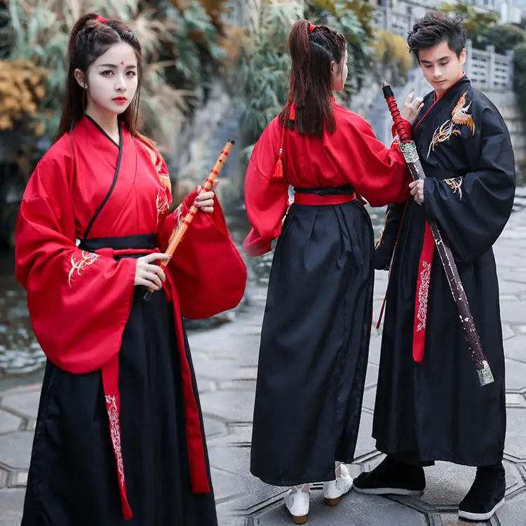 Kimono Dress Men Women Hanfu Chinese Traditional Tang Suit Tops Skirt Cardigan Samurai Cosplay Costume Robe Gown