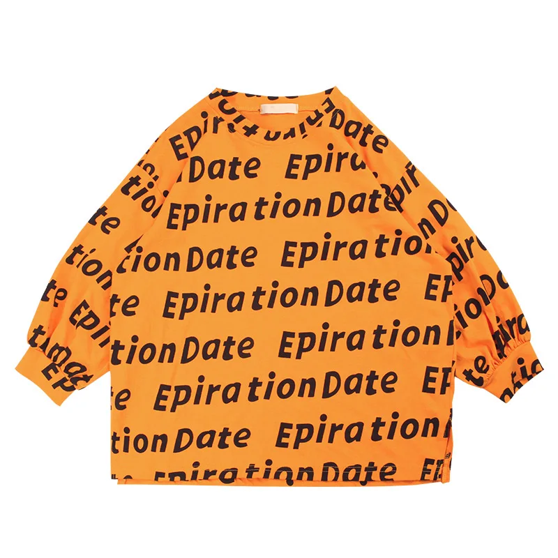 Весенне-осенний свитер для девочек рубашка для мальчиков пуловер для малышей Детские топы, Детская уличная одежда с буквенным принтом для детей от 2 до 7 лет - Цвет: orange