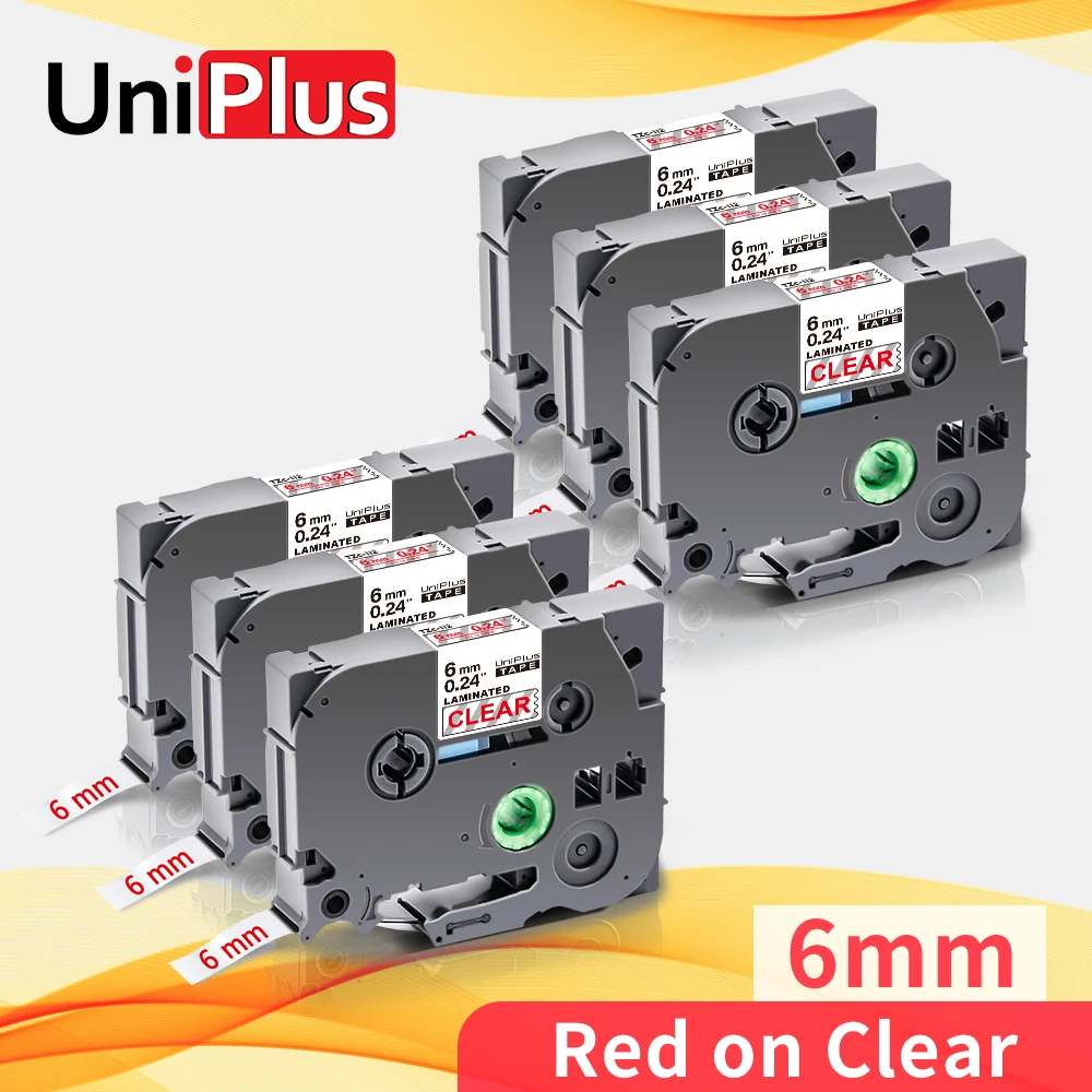 UniPlus 6PK 6 мм 1/4 &quotэтикеточная лента tze 112 tz112 совместимый Brother P touch Label Maker красный на