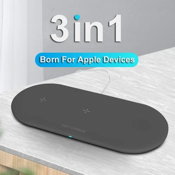 

3 in 1 10W Qi Fast Charging Wireless Charger For Apple Watch 2 3 4 for Airpods For iPhone X Xs Max Xr 8 Plus Samsung S9 S8 S10